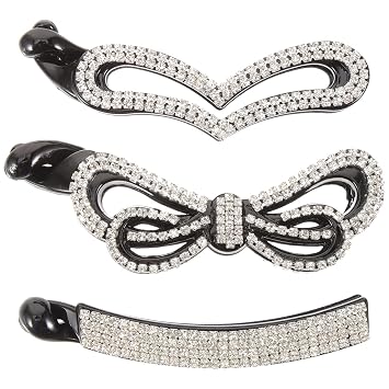 IMIKEYA Banana Hair Clips 3Pcs Rhinestone Ponytail Claw Clamp