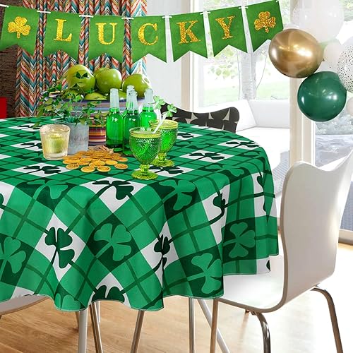 SARAFLORA Juego de 6 servilletas de trébol para el día de la madre cuadradas de 20 x 20 pulgadas a cuadros verdes y blancos con trébol irlandés para