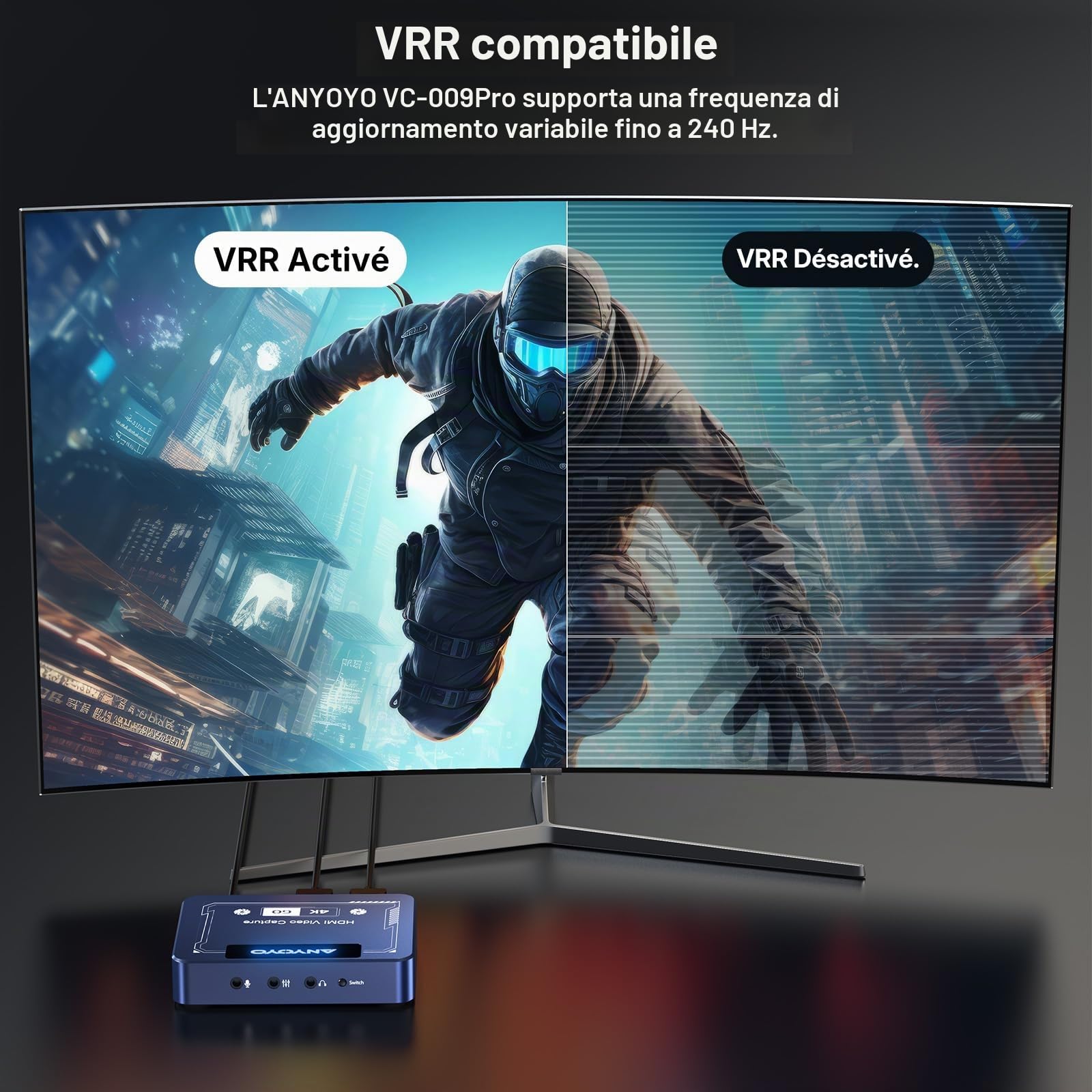 Scheda di acquisizione, Anyoyo 4K60 Video Grabber, HDR e VR Capture e Passshrough vicino a zero latenza HDMI per streaming e giochi, compatibile per NS, PS5/4, Xbox, Camera, Windows/Mac