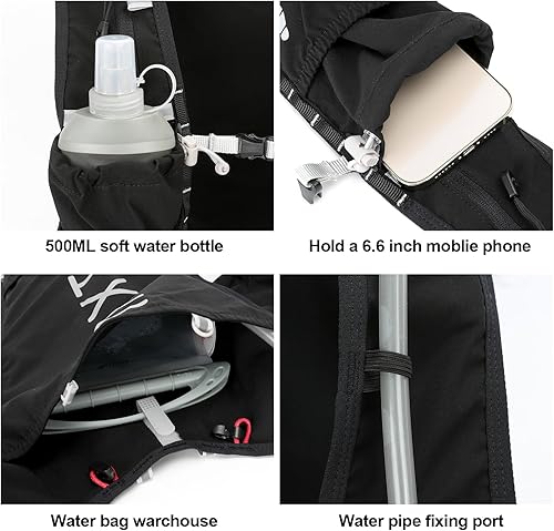 Miniatura 2 de INOXTO Mochila de hidratación para correr, ligera, aislada, con bolsa de agua de 1.5 L, mochila para senderismo, senderismo, correr, ciclismo,