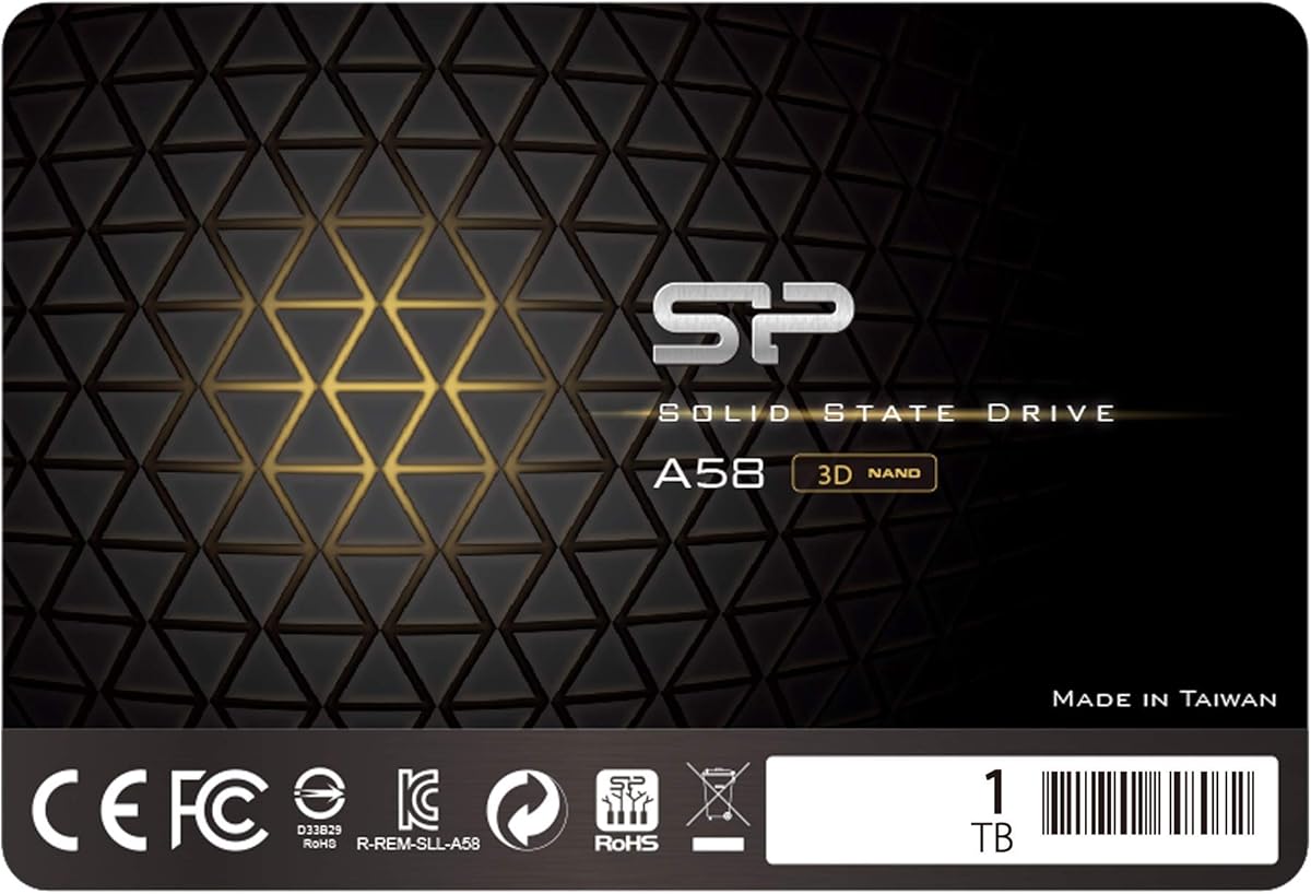 Silicon Power SU001TBSS3A58A25CA Disque SSD interne 3D NAND A58 Performance Boost SATA III 2,5" 7 mm
