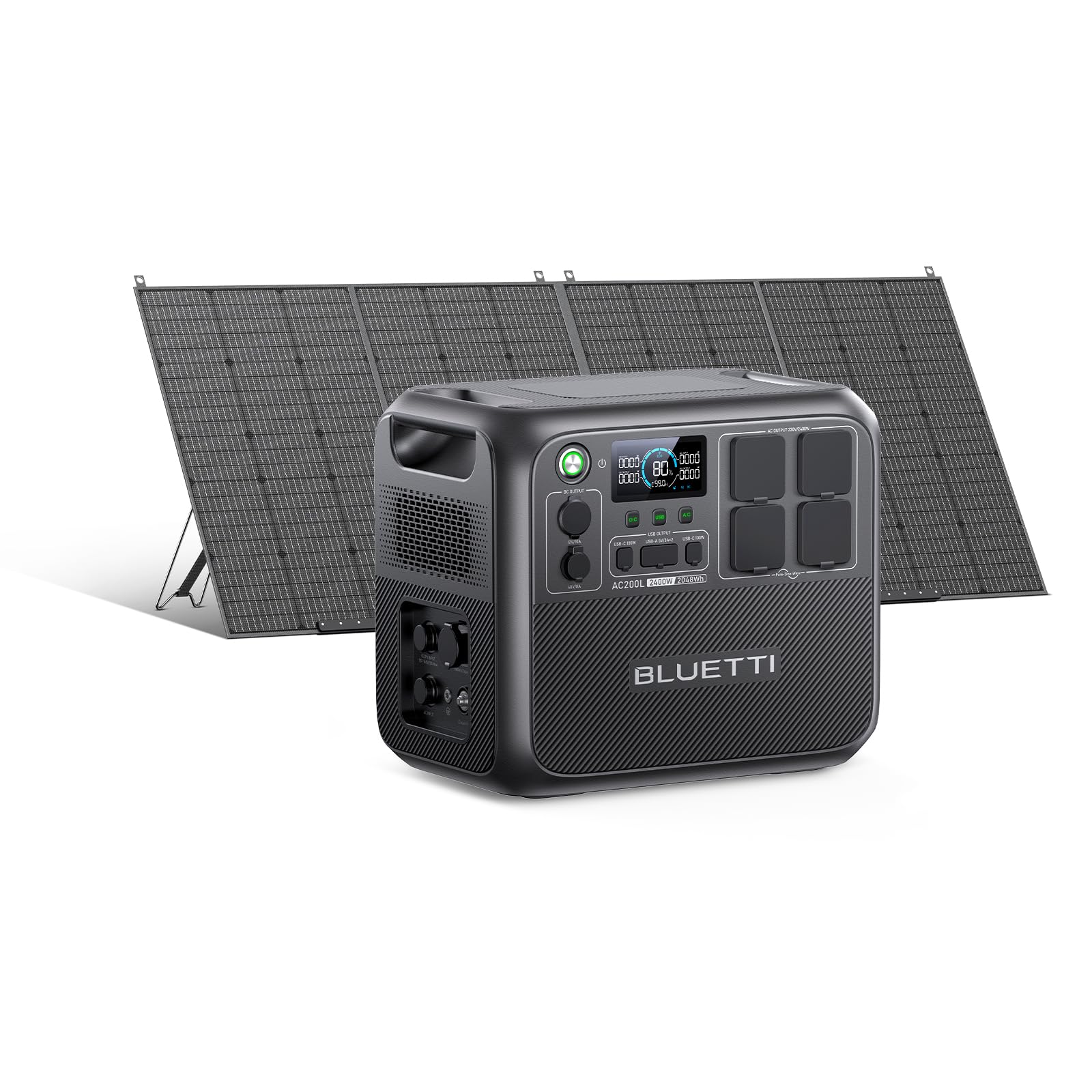 BLUETTI Portable Power Station AC200L, 2048Wh LiFePO4 Battery Backup, Expandable to 8192Wh w/ 4 2400W AC Outlets (3600W Power Lifting), Solar Generator for Camping, Home Use, Emergency — view 8