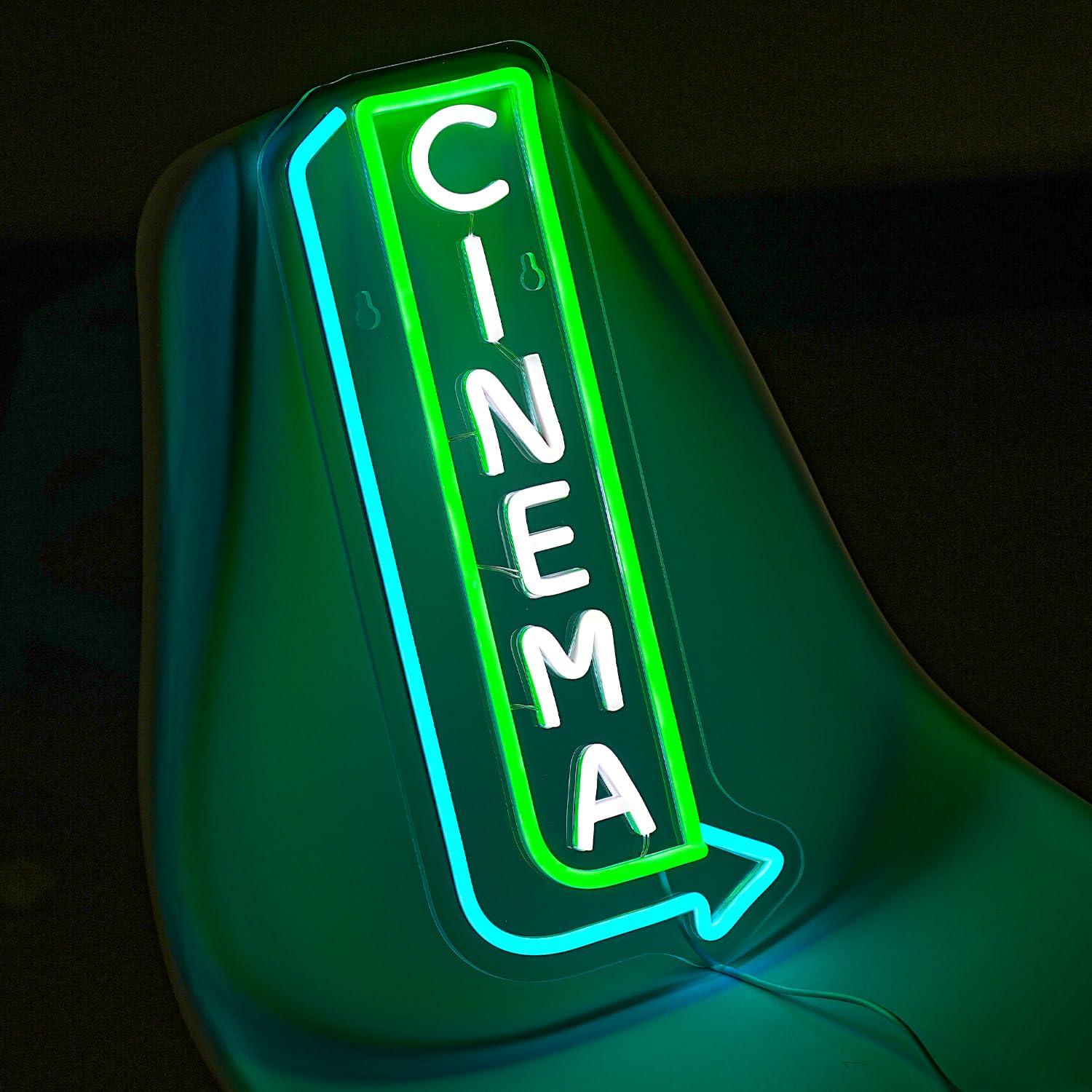 LMSIGNLY Cinema Neon Sign Dimmable Arrow LED Neon Light Sign Blue Green Movie LED Sign for Wall Decor Letter LED Neon Lights For Film Room Movie Commercial Theater Cinema - Image 2