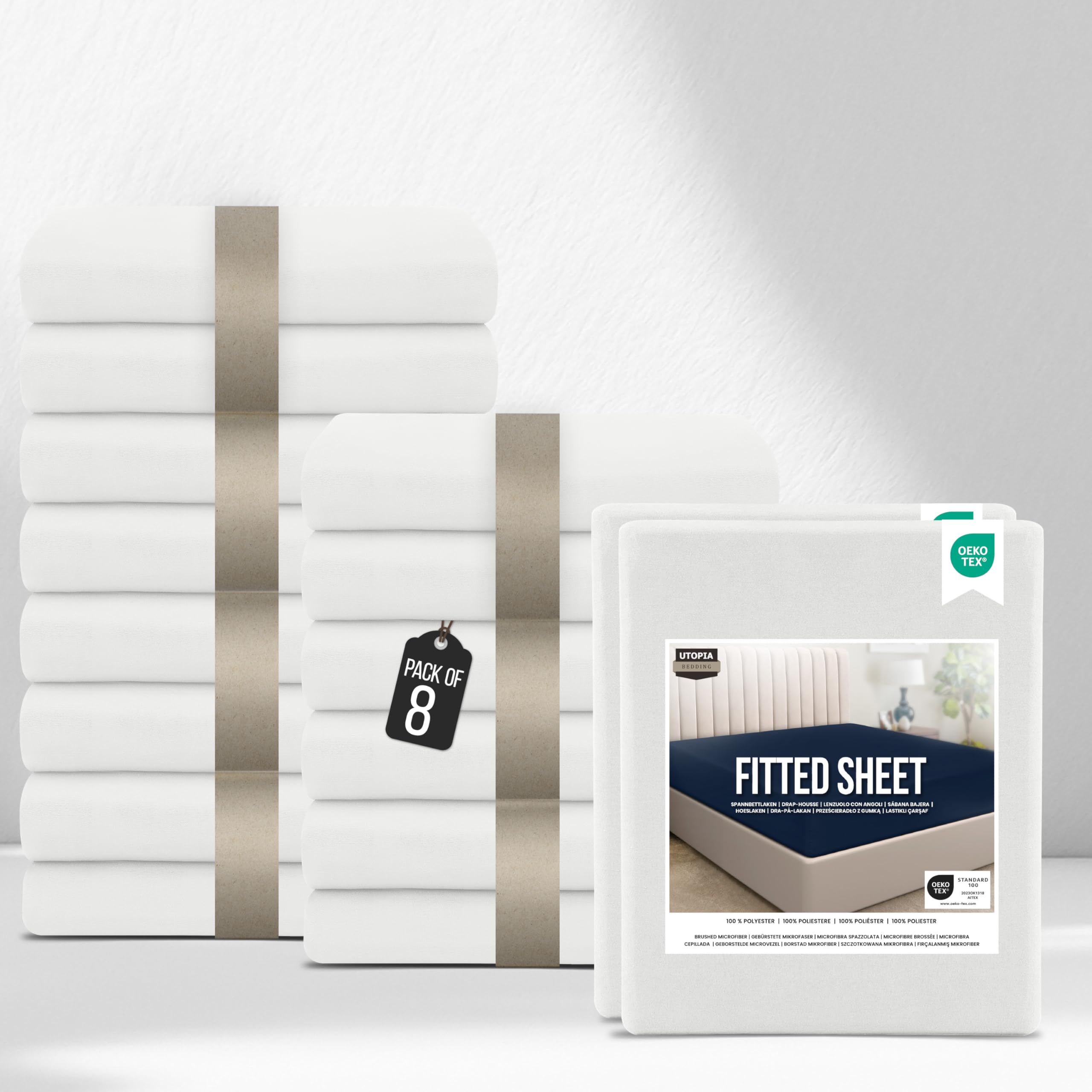 Utopia Bedding White Fitted Sheet Super King (Bulk Pack Of 16),