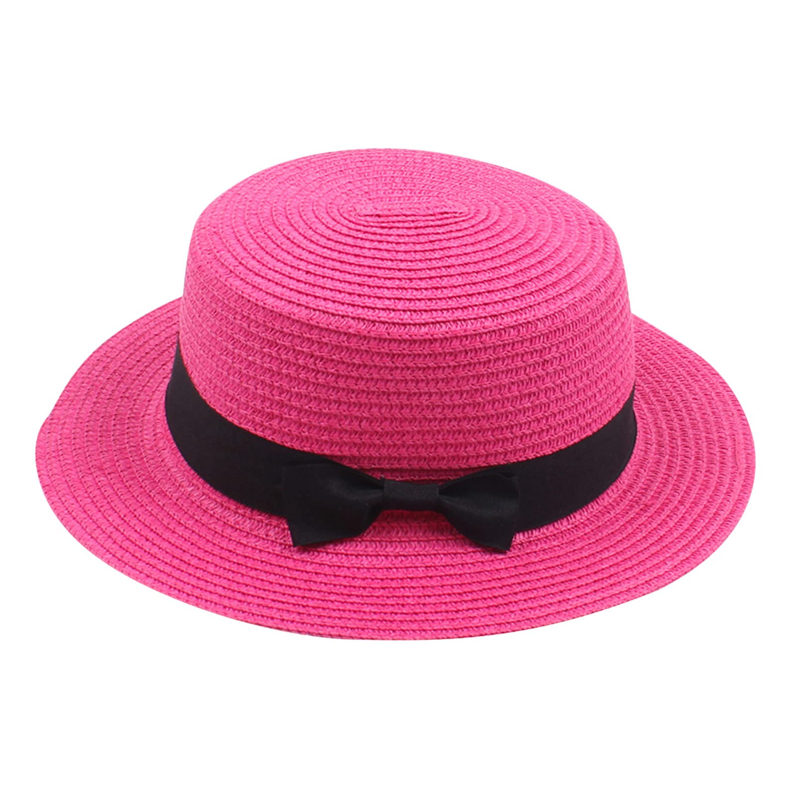 Générique 2024 New - Niños Pequeñas Niñas Paja Sombrero de Sol Verano Playa Sombrero Plegable Visera Floppy Infantil Sombreros Ancho Borde con Lazo Cowboy Strass