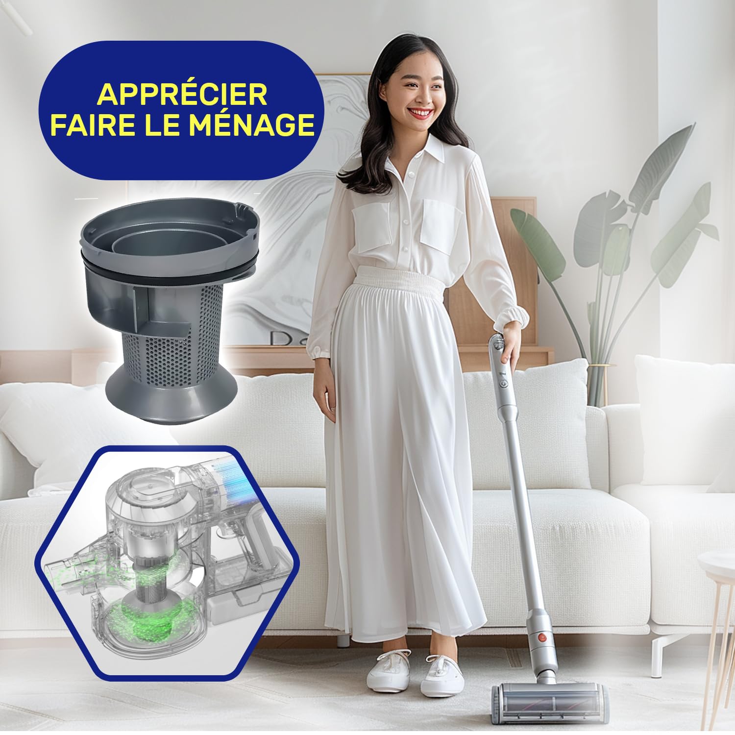 Maille Filtre pour Aspirateur Balai sans Fil avec le Code Original SS-2230002827 pour Rowenta pour Tefal Xforce Flex - MONTERAL