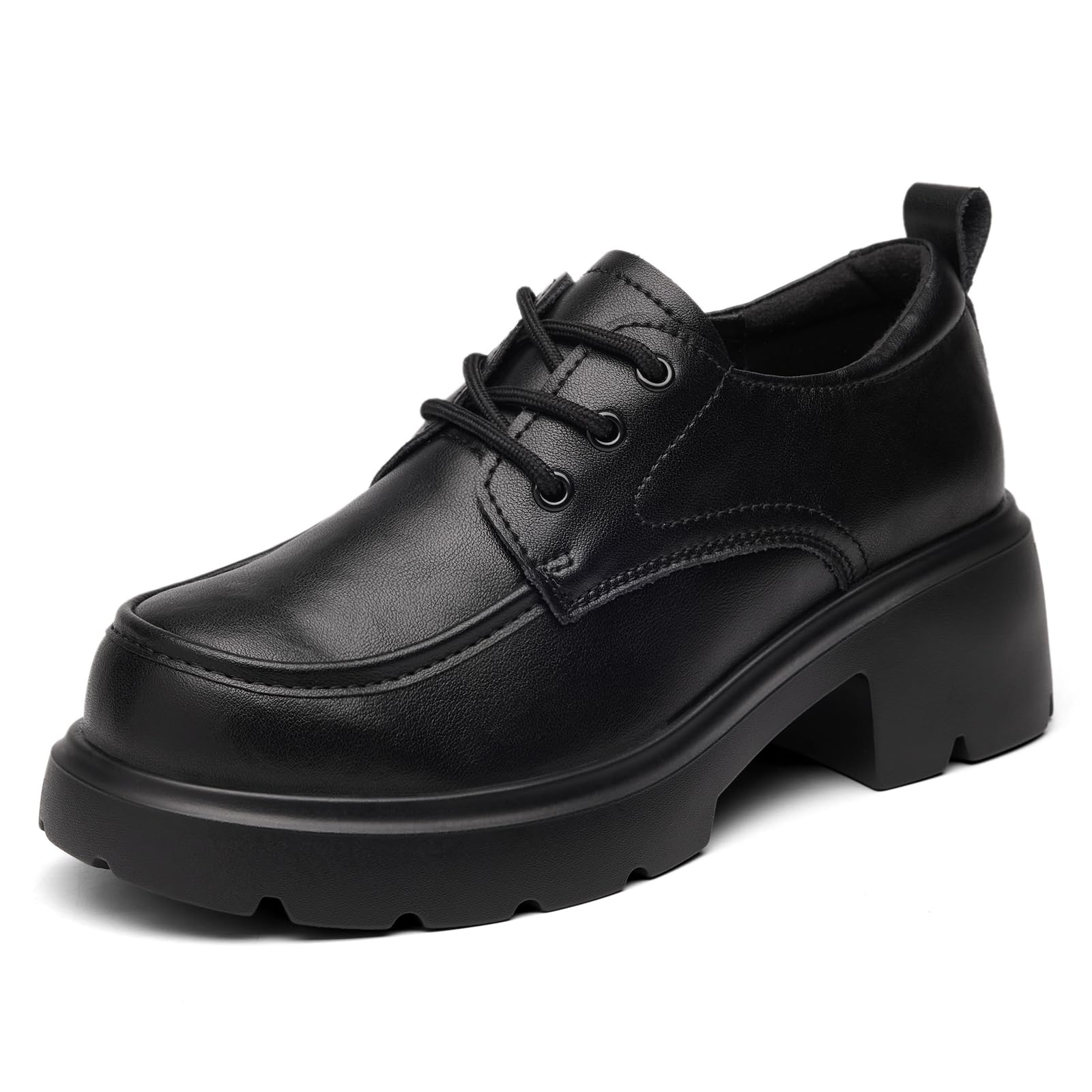 Oxford Shoes for Women Platform Chunky Loafers Lace Up Casual Business Work Shoes