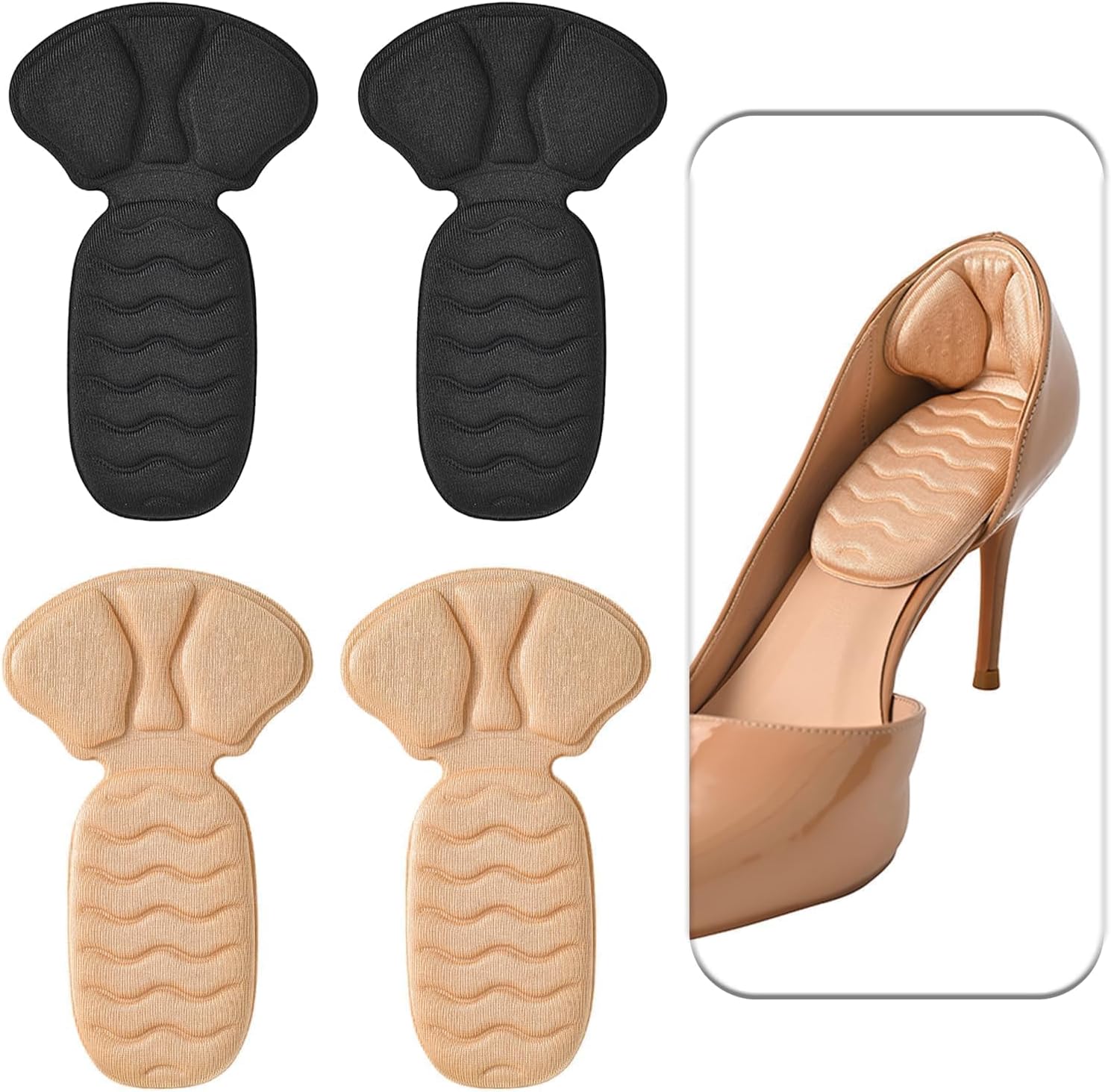 – X spring Silicone Heel Cushion Pads, 4 PCS Shoe Inserts for Loose Footwear, Anti-Slip Grips and Blister Prevention, Comfort Cushion for Heels, Prevents Slipping and Rubbing