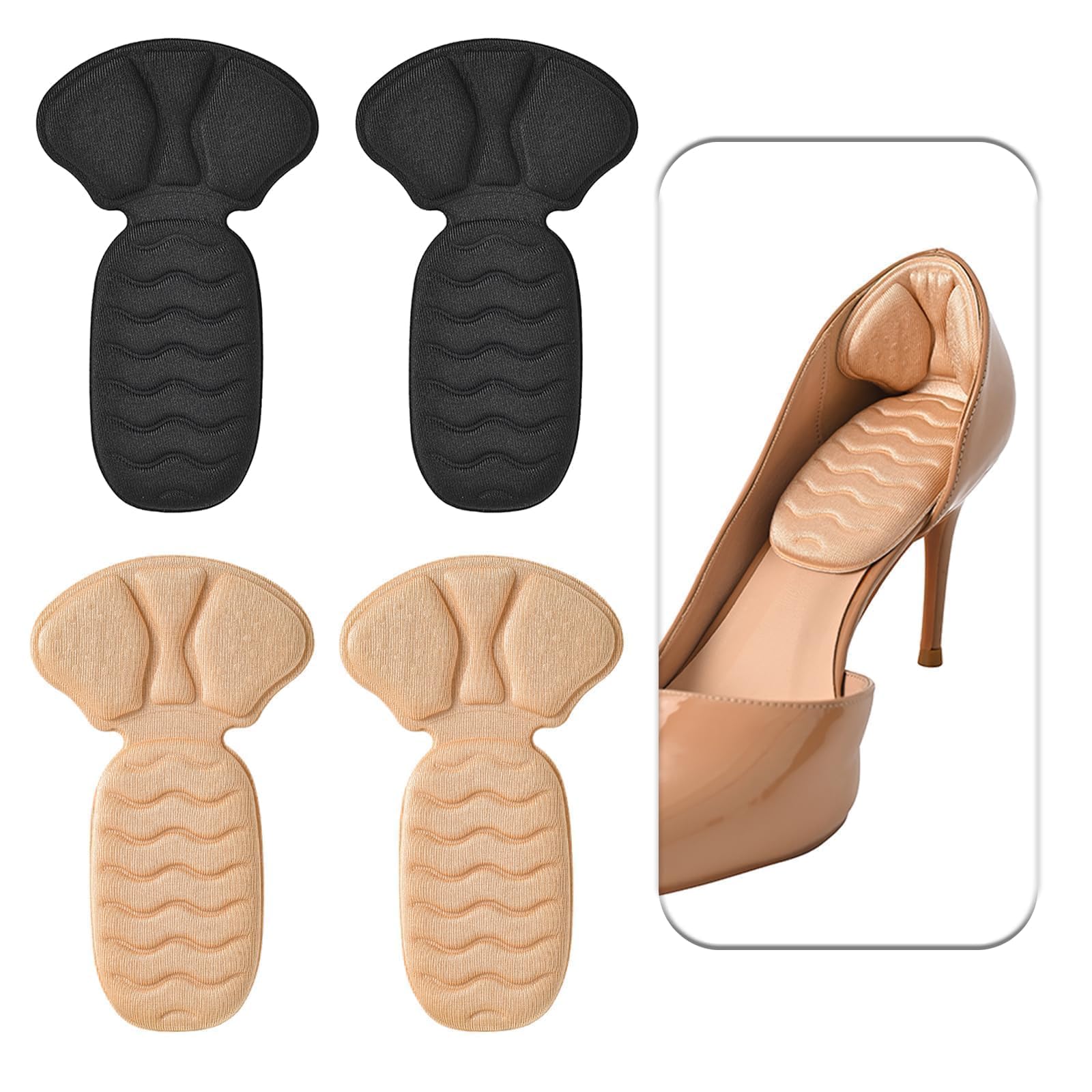– X spring Silicone Heel Cushion Pads, 4 PCS Shoe Inserts for Loose Footwear, Anti-Slip Grips and Blister Prevention, Comfort Cushion for Heels, Prevents Slipping and Rubbing