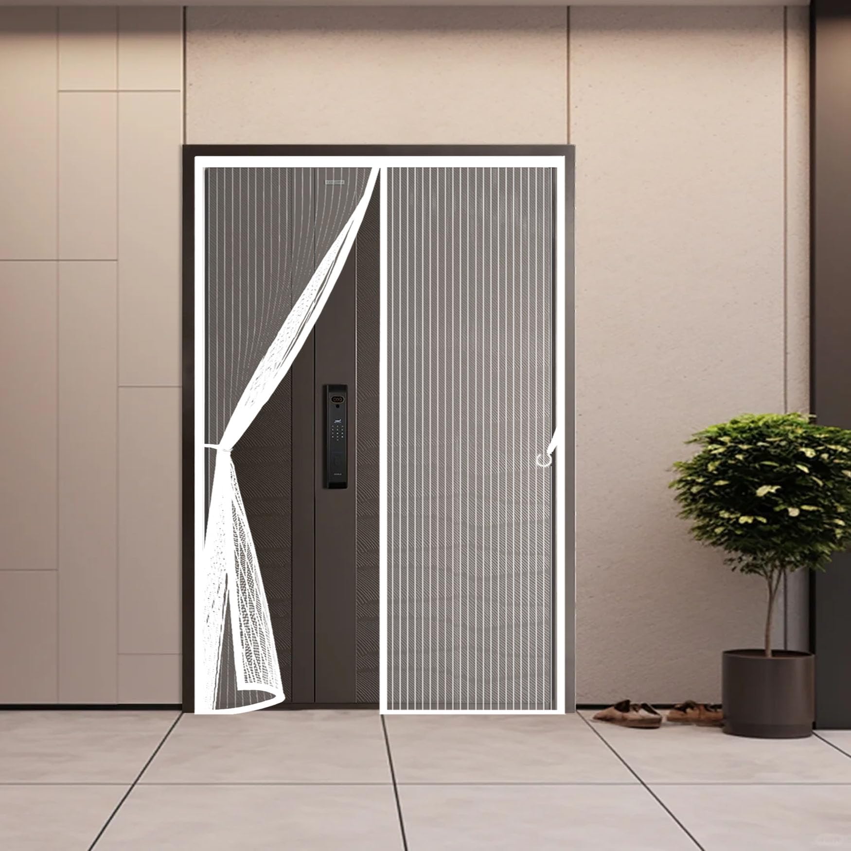 Moustiquaire porte magnétique 75x255 cm blanche pour balcon et terrasse