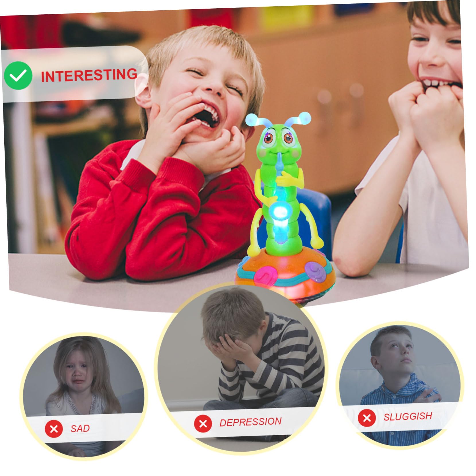 Juguete Musical de Oruga para Niños, 1 Pieza Abs Eléctrico