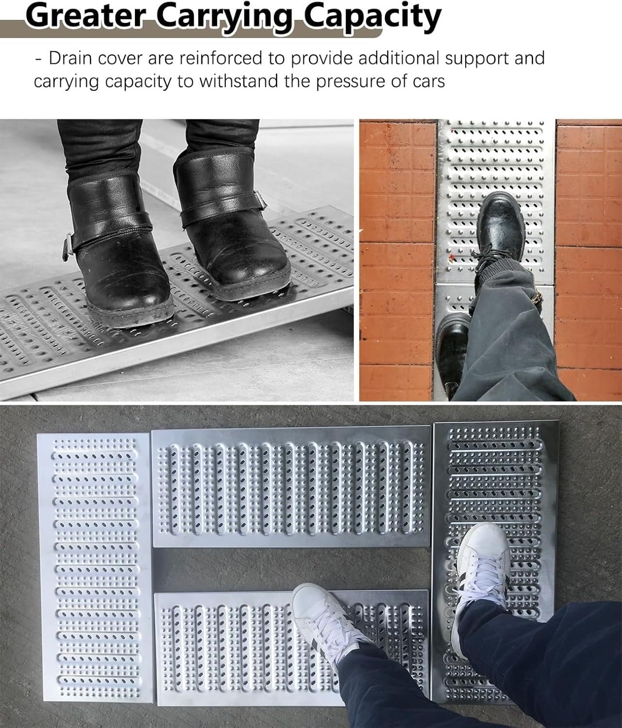 Wytrzymała antypoślizgowa osłona drenażowa na zewnątrz metalowa kratka na tarasy i patio 20 cm (7 7/8 cala) nośne rozwiązanie do drenażu dla pieszych