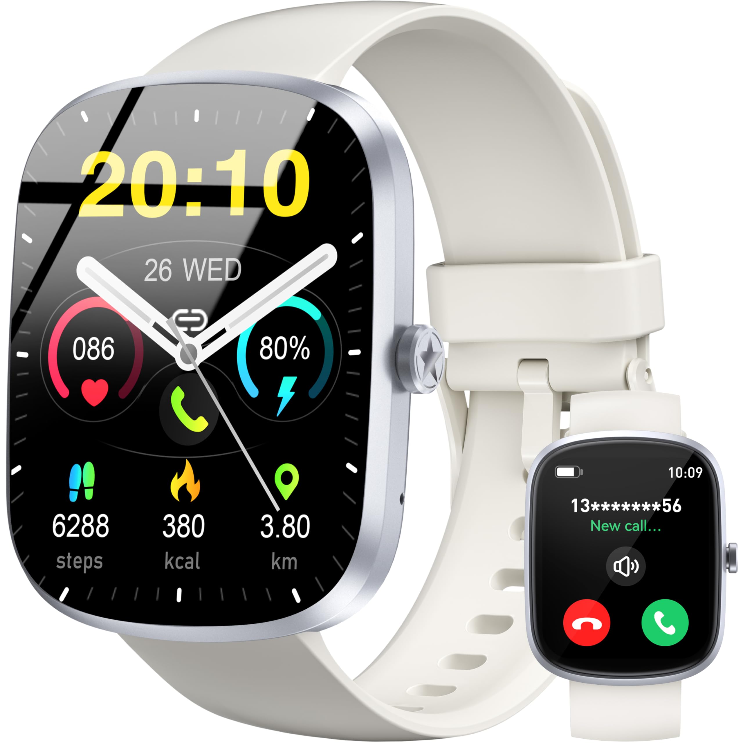 OUKITEL Smartwatch Uomo Donna, 1.91" HD Orologio Smartwatch Donna con Effettua/Risposta Chiamate, 140+ Sportive Smart Watch con Contapassi/Sonno/Cardiofrequenzimetro, IP68 Impermeabile per iOS/Android