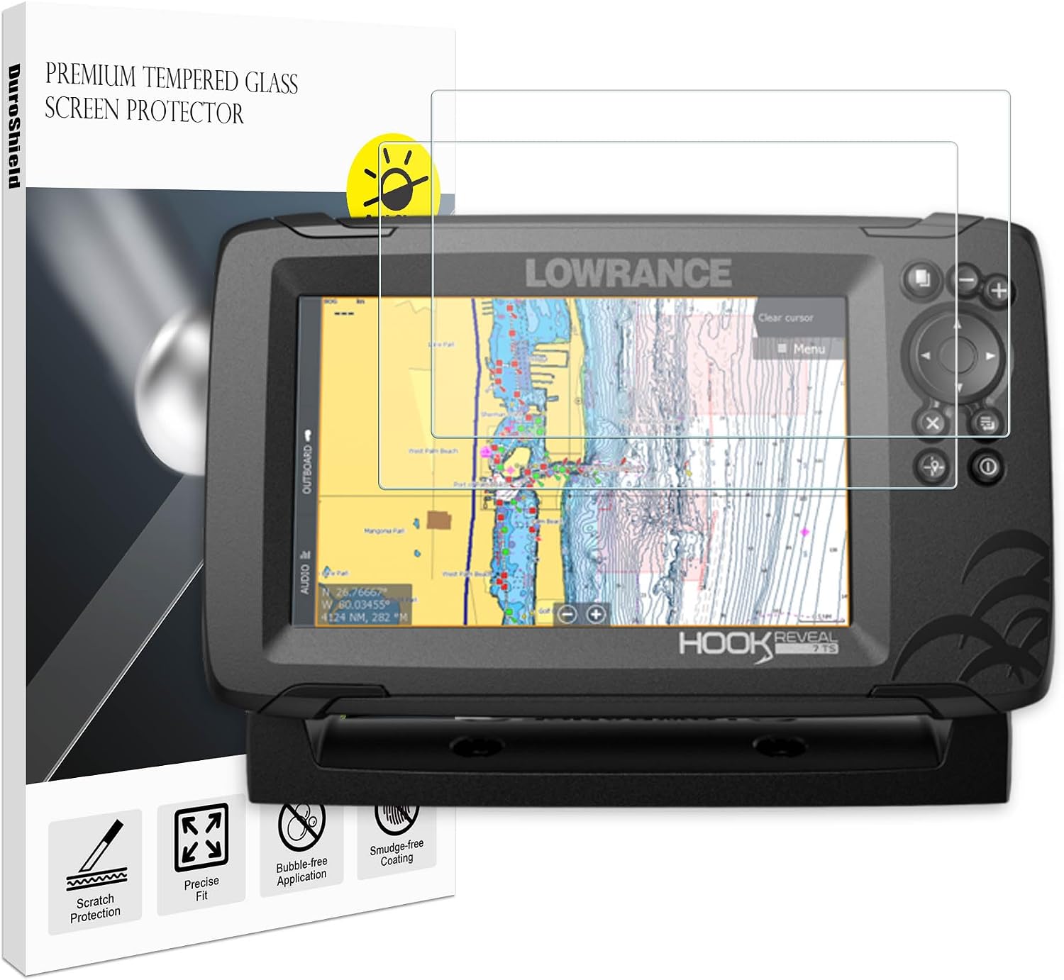 Anti-Glare Tempered Glass Screen Protector for Lowrance Hook Reveal 7, Hook 2 7x Fishfinder Chartplotter 7" Display 9H+ Hardness with Aluminum Reinforcement [2 Pack] (Matte)