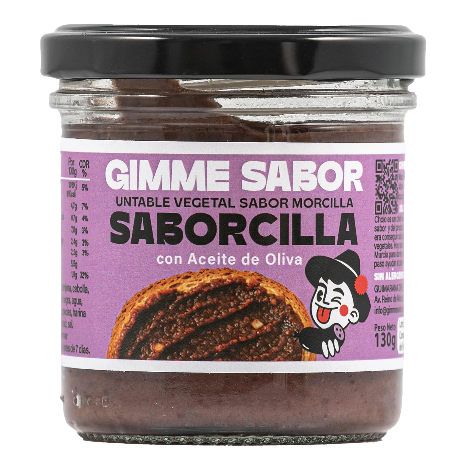 Paté Vegetal Sabor Morcilla | Untable Vegano Bajo en Calorías con Aceite de Oliva | Sin Alérgenos, Ideal para Deportistas | Gimme Sabor 130g
