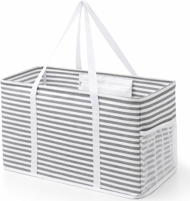 Extra Large Tote Bag, Reusable Grocery Bags with Metal Wire Frame and Handles
