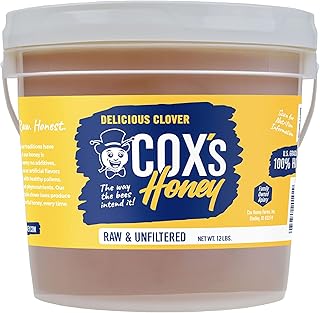 Cox's Honey - Bulk Honey Raw Unfiltered, 12 LBS | 100% Pure Clover Delicious Honey - Product of the USA