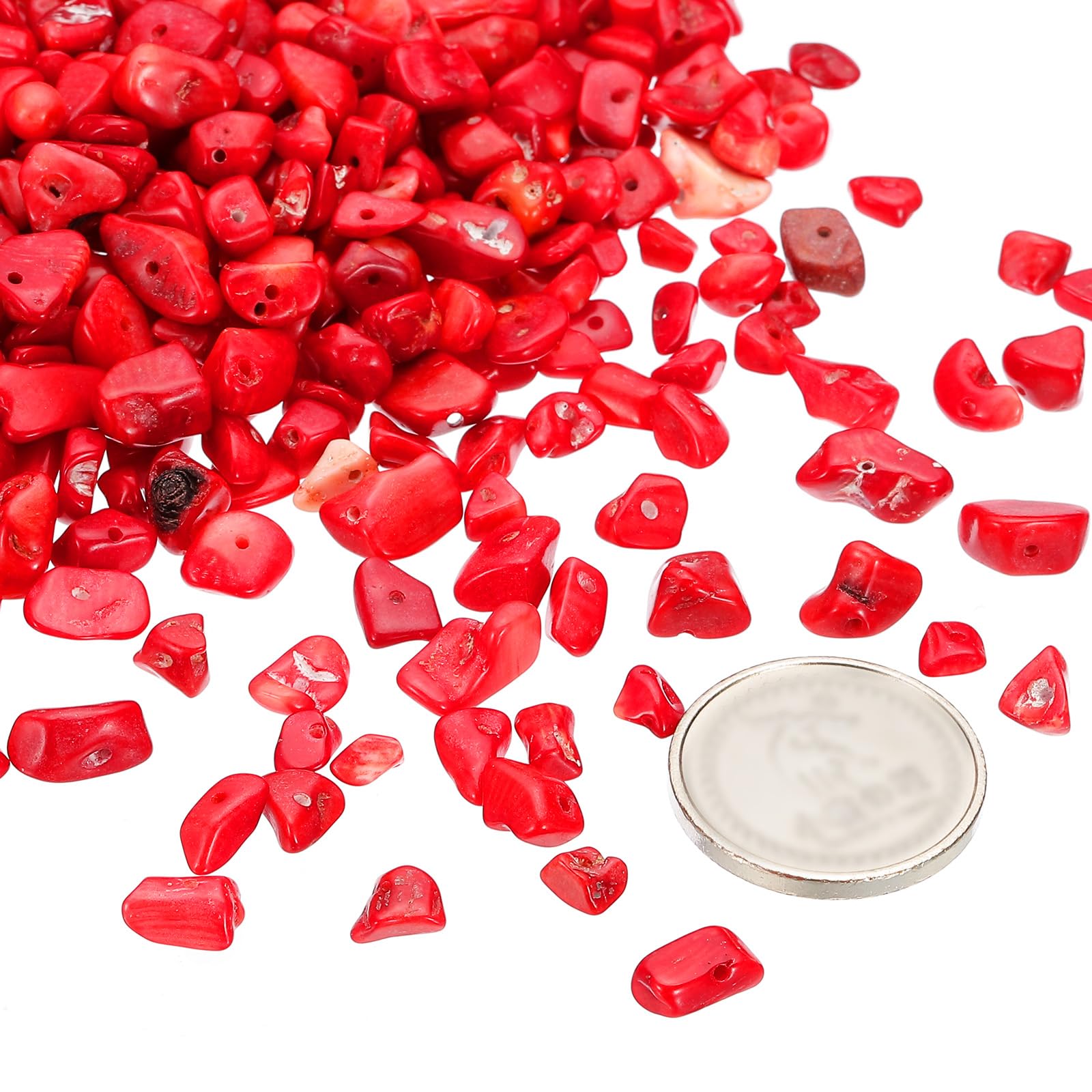 PATIKIL Chip Stone Natural Rock Beads Loose Gemstone Beads Drilled Strand for Jewelry Craft Making 400pcs, Dark Red - Image 3