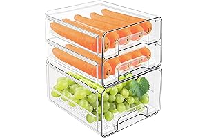 2-Pack Stackable LEGO Drawers: Pull-Out Bins for Organizing the Fridge, Pantry, Kitchen Cabinet, and Office