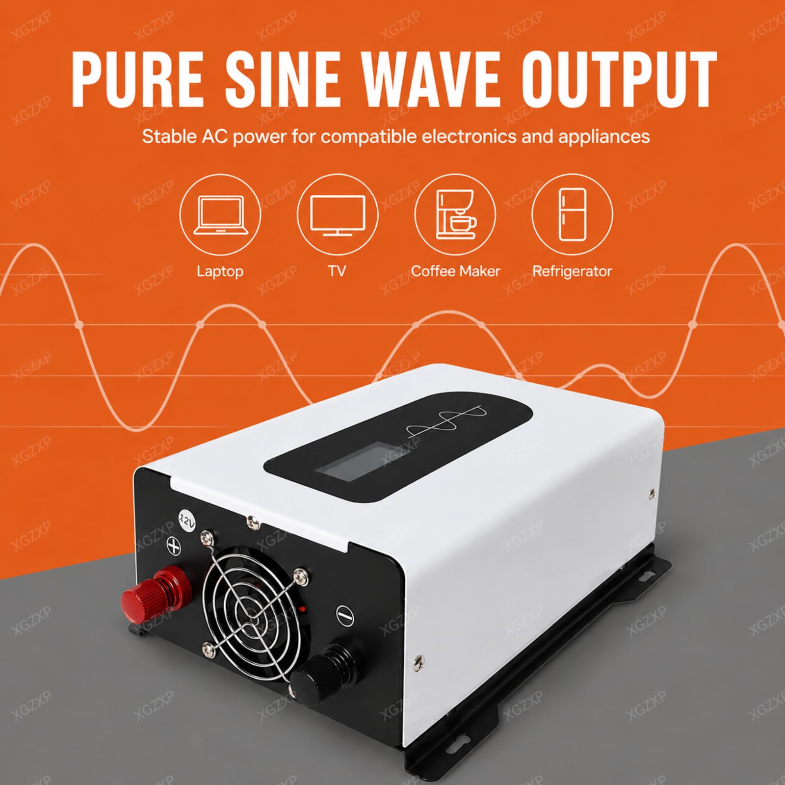 Inversor Solar Híbrido, Inversor De Onda Sinusoidal Pura con Monitor LCD De Batería Y Carga, Protección contra Sobrecalentamiento De 1000 W para Alimentación De Respaldo En Caravanas Y Camping