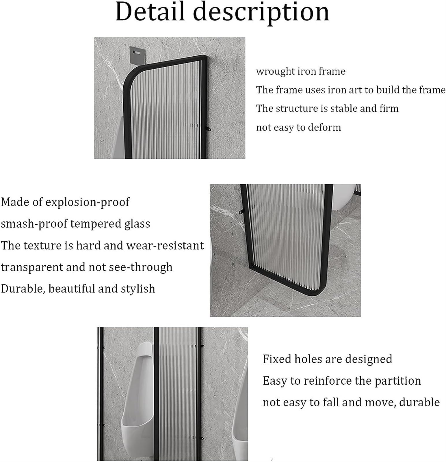 Mampara de privacidad para urinario, paneles de vidrio translúcido para separación sanitaria, barrera divisoria de pared, mampara urinaria*2 (140 cm de alto x 45 cm de ancho)