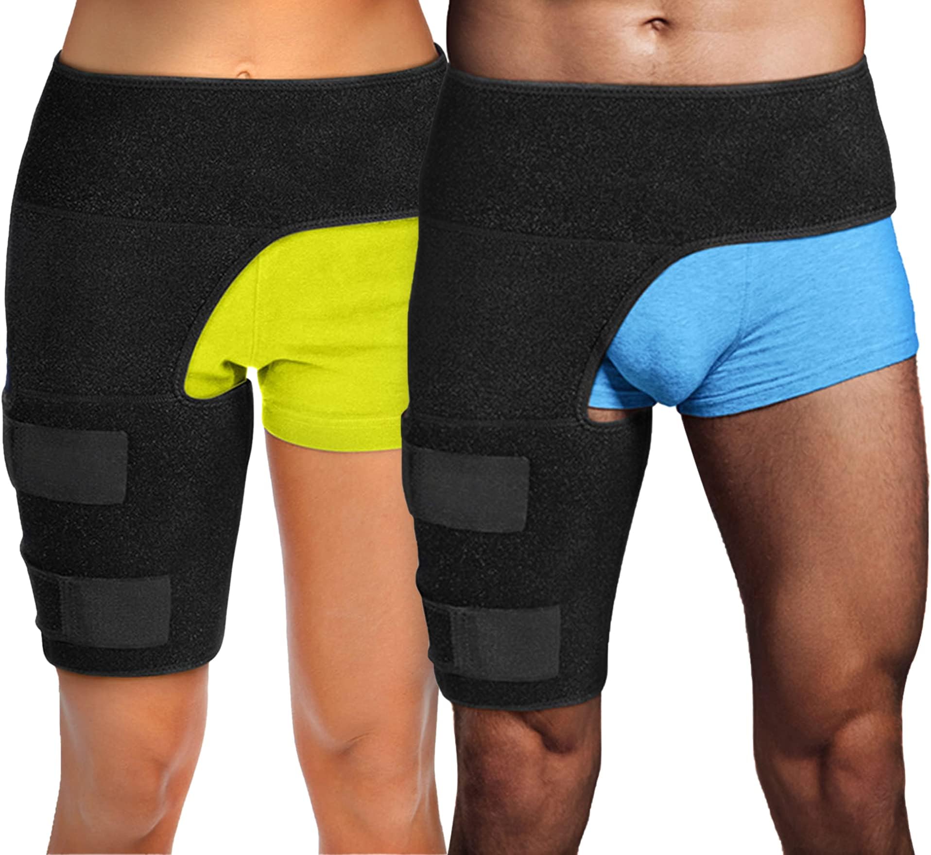 Hip Brace Thigh Compression Sleeve – Hamstring Compression Sleeve & Groin Compression Wrap for Hip Pain Relief. Support for Hips, Sciatica, Quad Muscle Strains Fits Both Legs Men & Women (Sm/Med)