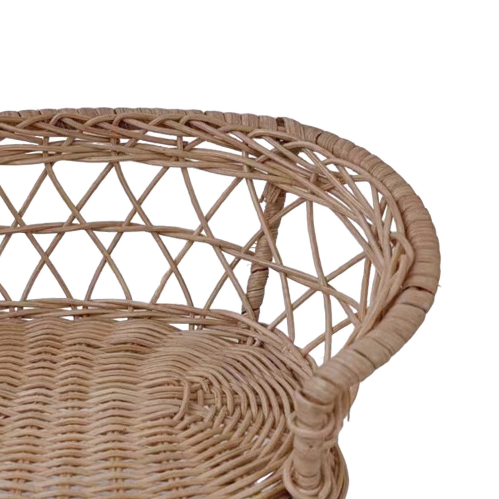 Sedia da Giardino Miniatura Rattan per Casa delle Bambole Accessori Rustici per Arredamento Stanza Ornamento Artigianale Adatta a Amanti del Fai da, 12cmx16cm