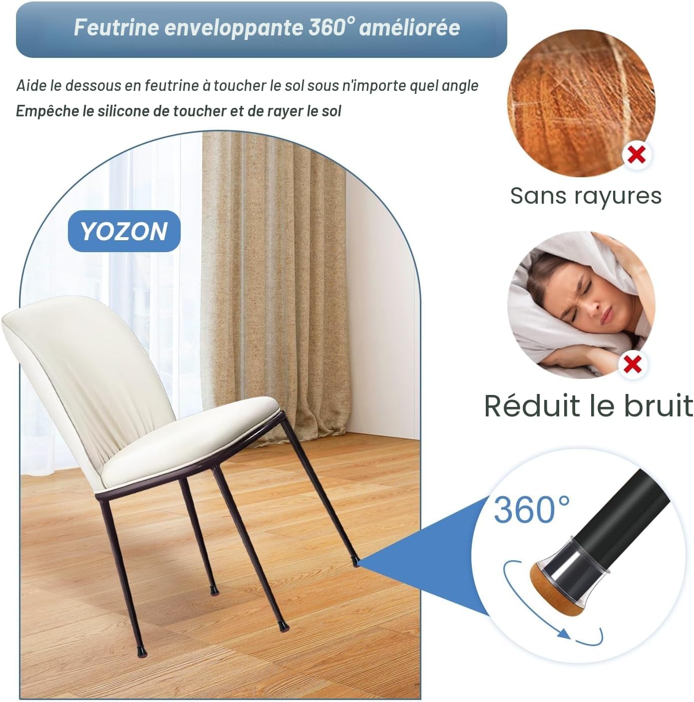 20 Pièces Protection Pied de Chaise Silicone Transparent Diamètre 14-20mm - Analyse des détails et conception