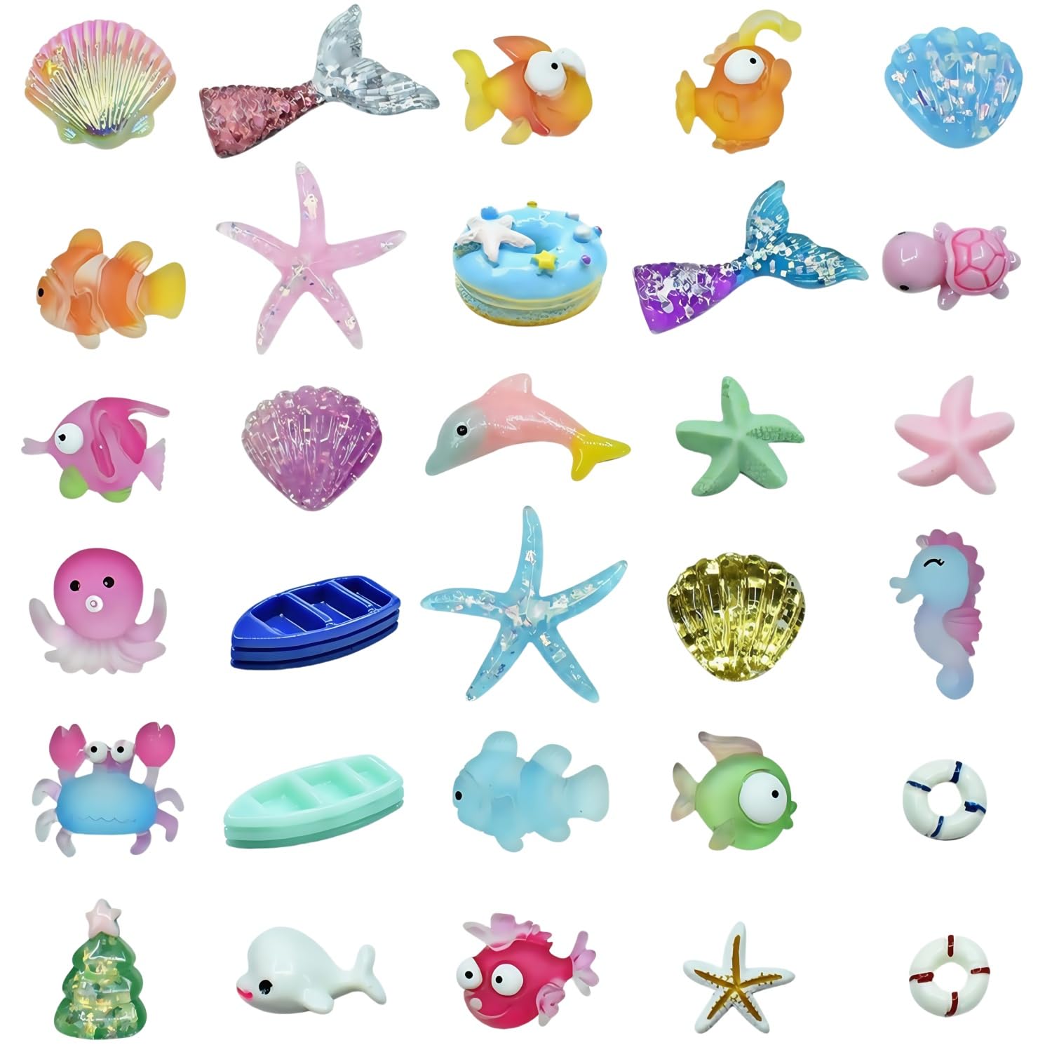 Ulalaza 50 pcs Slime Charms Mixed Set Resin Flatback Making Supplies for DIY Craft Making and Ornament Scrapbooking Beads Assorted Candy Fruit Cake Ornament