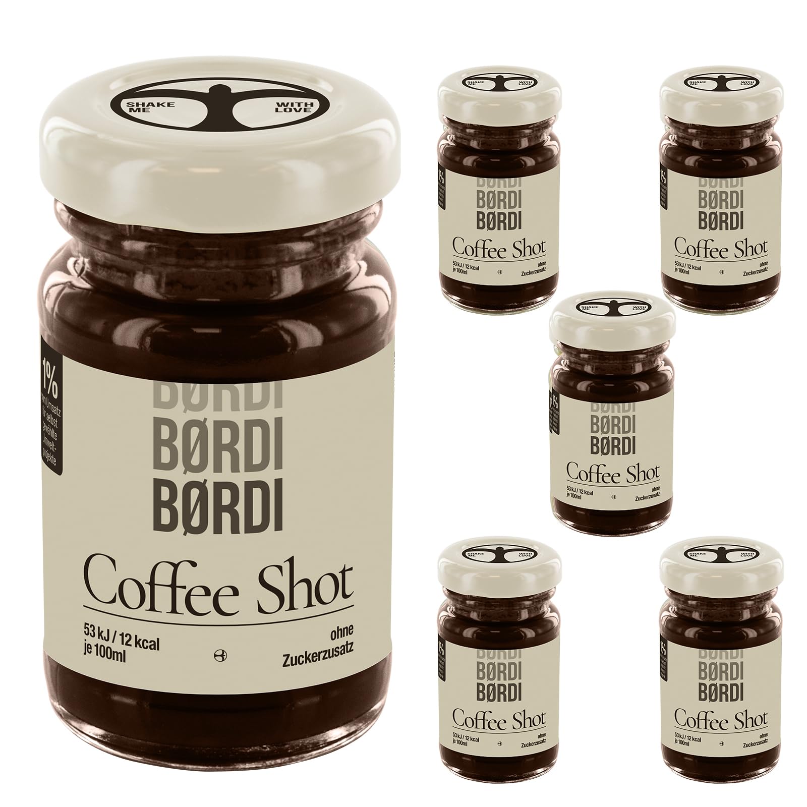 Boerdi Coffee Shot 47 ml – Cold Brew Kaffee Shot – 20% Kaffee Konzentrat – Ohne Zuckerzusatz – 12 kcal, 98 mg Koffein pro 100 ml – Zuckerfreier Wachmacher