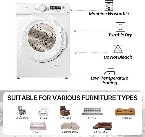 Miniatura 175 de HANDONTIME fundas de sofá beige para sofá, fundas boho de jacquard y corduroy para perros, funda de sofá de felpilla para perros, protector suave