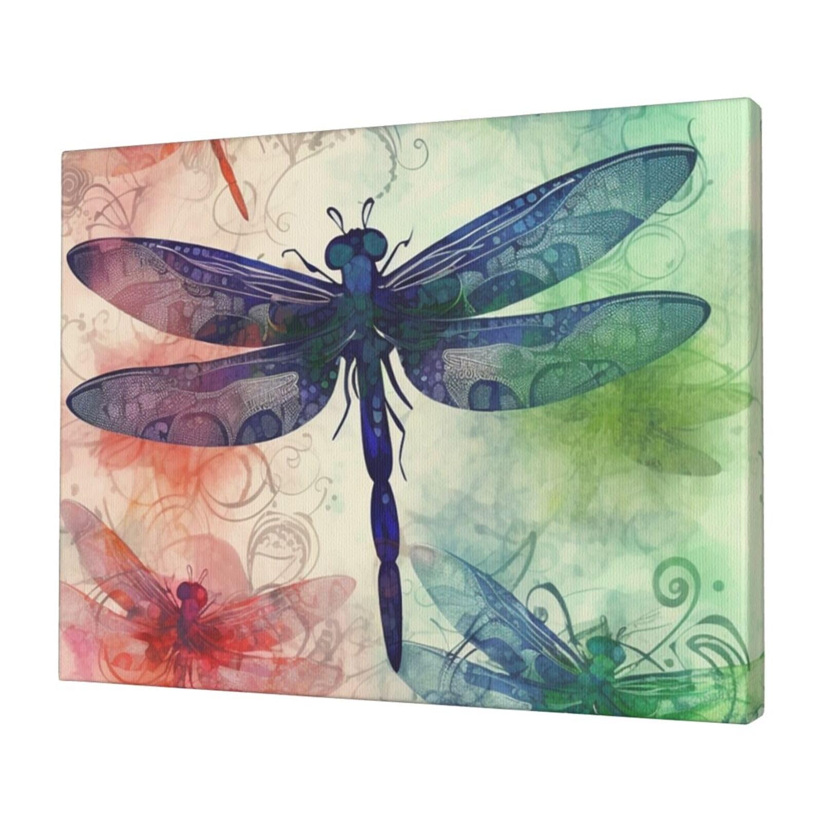 FodPand Canvas Wall Art for Living Room Wall Decor 12"x16" Modern Artwork Painting Pictures Hanging Canvas Prints Modern dragonfly Aesthetic Wall Art for Bedroom Bathroom Office Wallart Decor