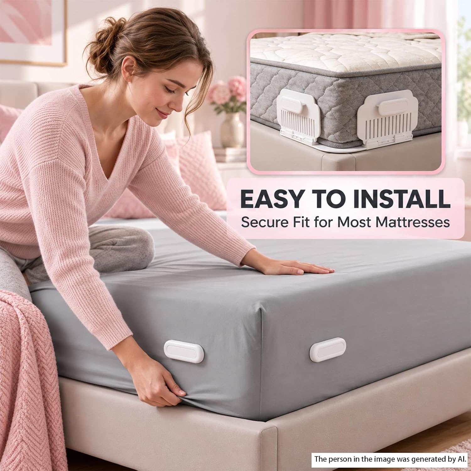 4 PCS Lock Bed Sheet Holders for Corners Keep Sheets Firm & Tight