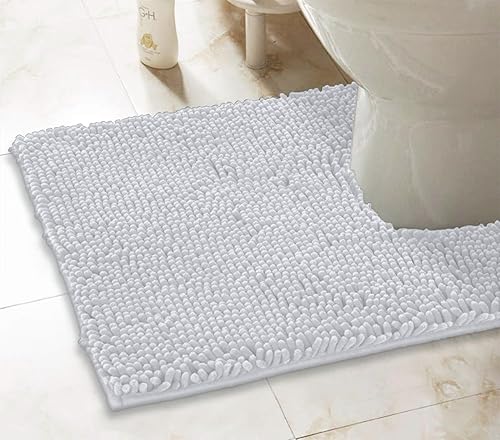 Miniatura 3 de LuxUrux Alfombra de Baño para Inodoro en Forma de U  Súper Absorbente y Antideslizante, Alfombra Contorneada para Alrededor del Inodoro, Chenilla