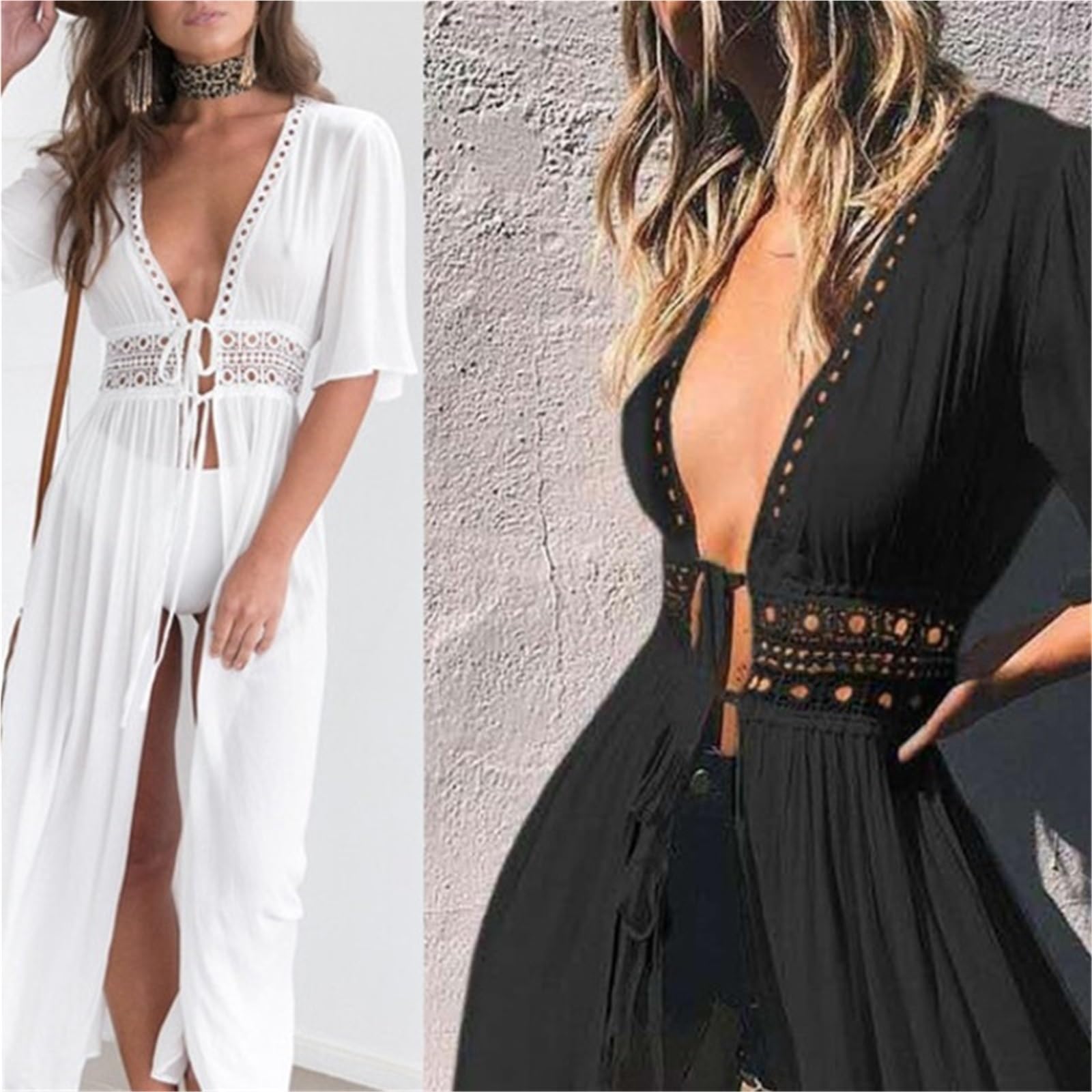 Copri Costume Mare Donna Copricostume bikini lungo con scialle, cardigan, bikini tinta unita, costume da bagno estivo da spiaggia