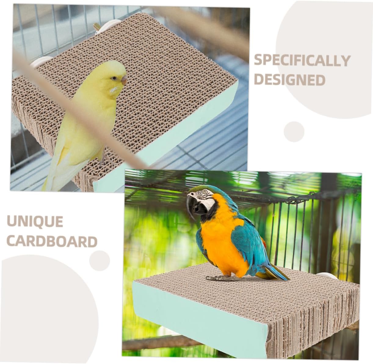 MERRYHAPY 2pcs Parrot Cardboard Perch Platform Durable Bird Stand for Exercise Chewing for Parakeets Cockatiels Budgies Easy to Clean Bird Cage Accessory