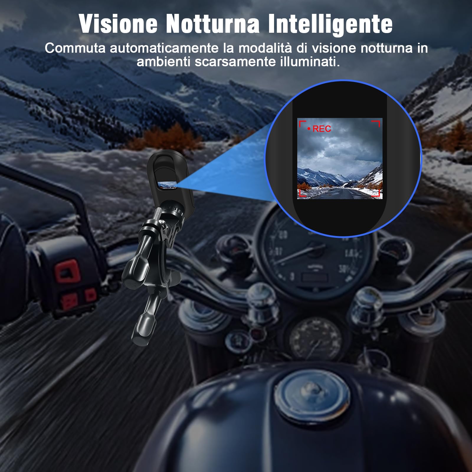 Action Camera 1080P, Fotocamera Sportiva Mini con Visione Notturna 150°, Telecamera Sportiva Magnetica IPX4, Kit Accessori per Casco/Bici/Moto, Schermo LCD + Gancio 360° Per esterni e vlog