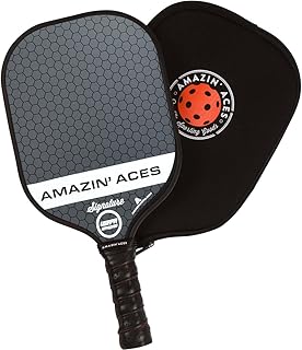 Amazin' ACES Signature Pickleball Paddle | USAPA Approved | Graphite Face & Polymer Core | Premium Grip | Paddles Available as Single Or Set | Set Includes Balls & Bag | Includes Racket Case & eBook
