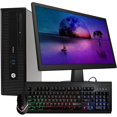 HP EliteDesk 800G1 Small Desktop Computer, Intel i5 3.6GHz, 16GB RAM, 240GB SSD + 1TB HDD, Windows 10 Pro, 24" Monitor, RGB Mouse + Keyboard (Renewed)