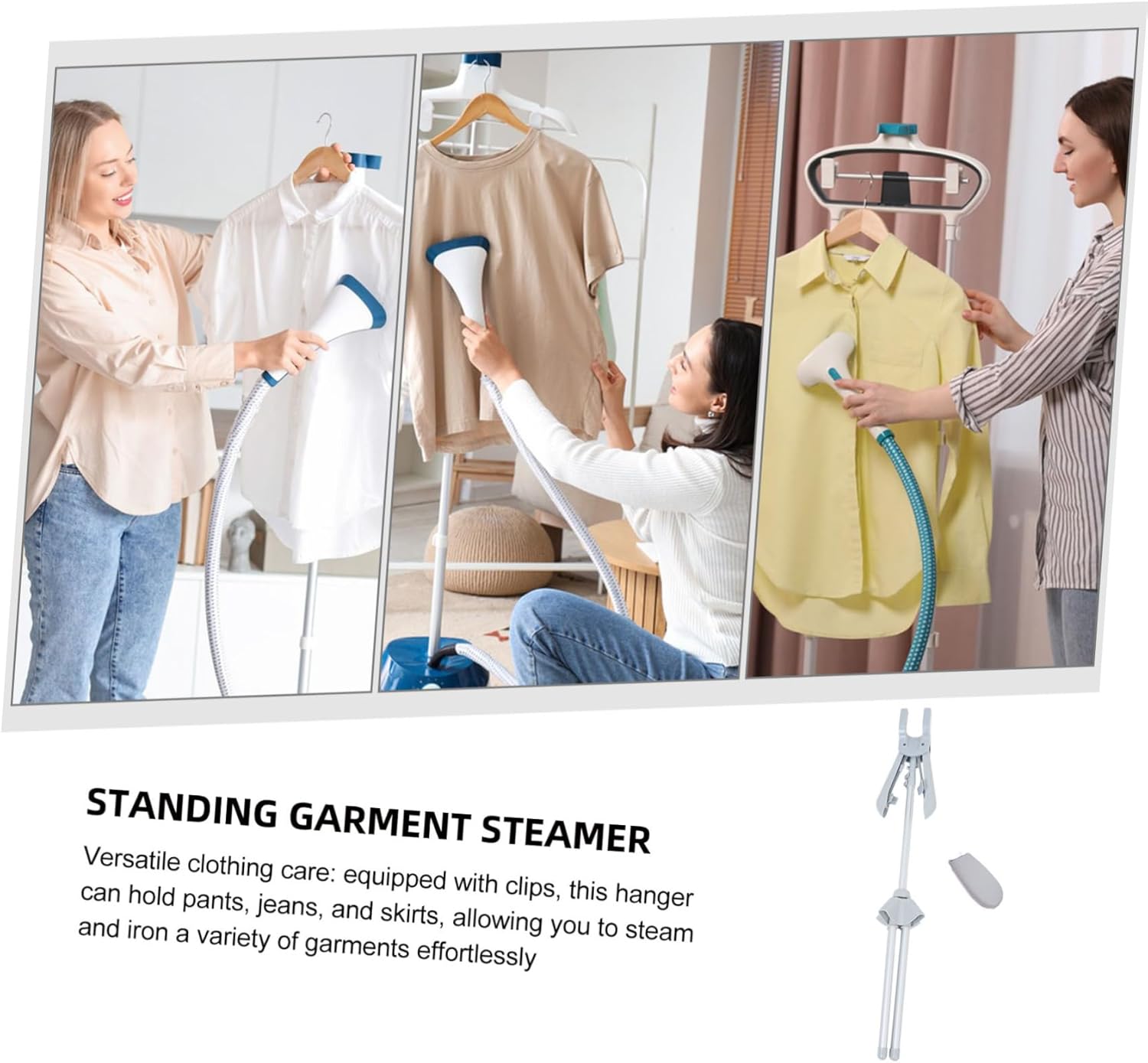 PRETYZOOM Adjustable Telescopic Clothes Steamer Rack Portable Standing Garment Hanger for Steaming Clothes High-Temperature Resistant for Home and Travel
