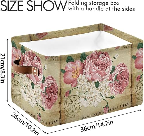 Miniatura 4 de ALAZA Caja de almacenamiento plegable verde con estampado de patas de animales, cestas organizadoras con asas para estantes, armario, sala de estar,