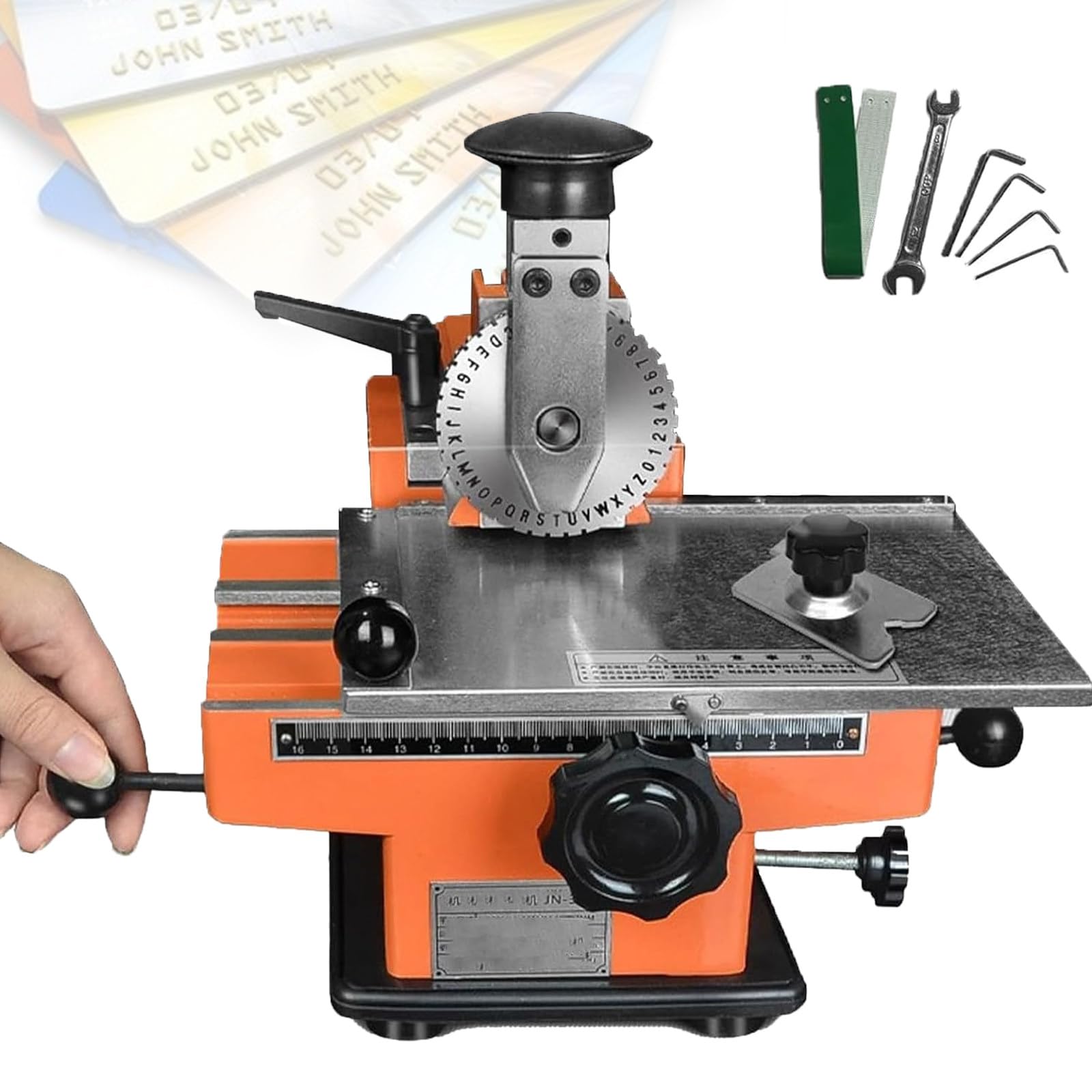 Atwynd Semi-Automatic Nameplate Marking Machine - Engraving and Stamping, Dog Tag Printer & Stamping Embosser for Metal Plates/PVC Cards, Chrome Vanadium Steel Character Coding Machine A-2mm