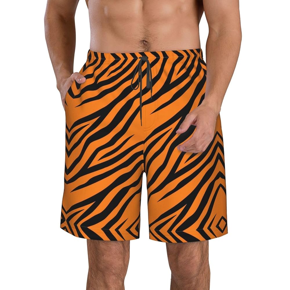 Amazon.com: KoNsev Orange Tiger Leopard Men's Swim Trunks