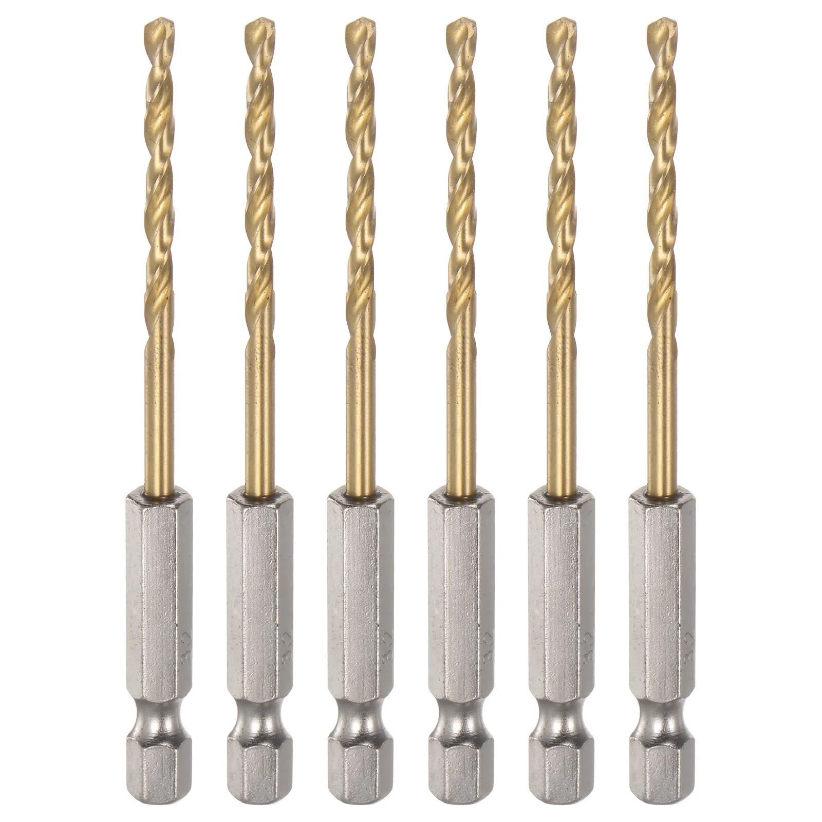Brocas de titanio 1,5-13 mm, vástago hexagonal 1/4", M35, acero alta velocidad, totalmente rectificadas, for madera y inoxidable, 2-10 unidades(10mm 3pcs)