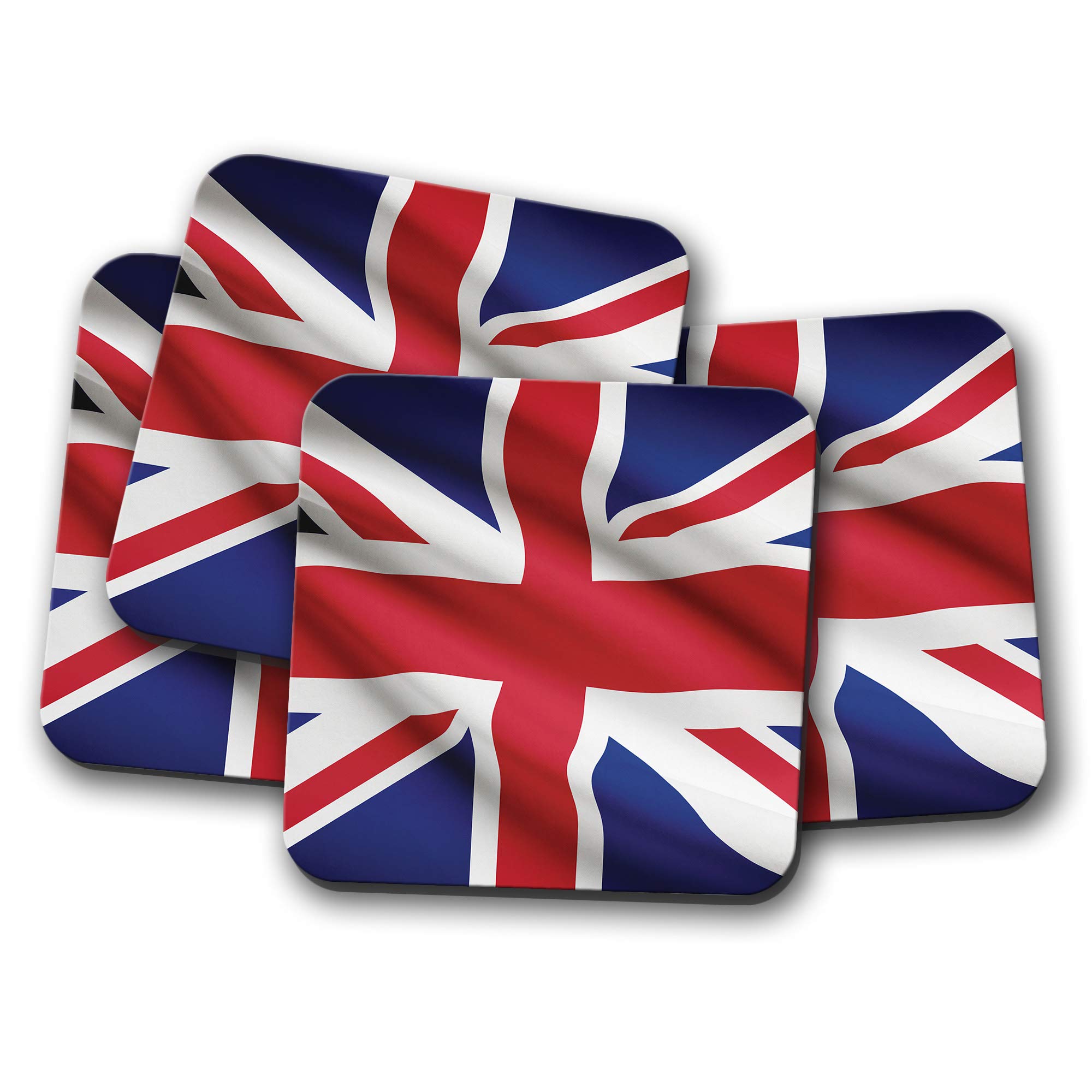 Destination Vinyl Ltd Multicolor 4 Set - Union Jack Flag Coaster - Uk Great Britain British Travel #15601