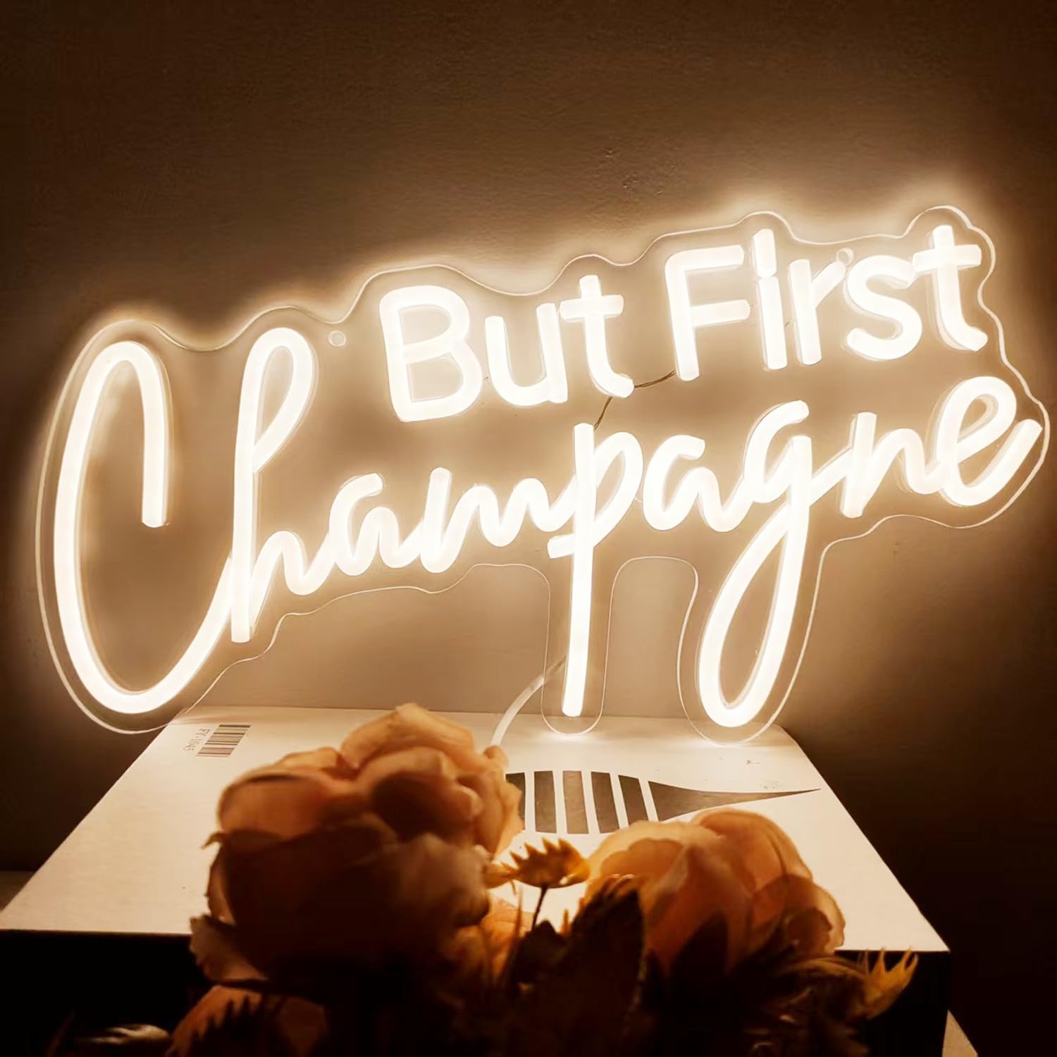Ma Prima Sciampagna Segno al Neon Sciampagna Segno di Luce al Neon LED Arte da Parete Luci per Cucina Bar Matrimonio Compleanno Illuminazione Decorativa Champagne Regali per Amici Famiglia, 5V USB