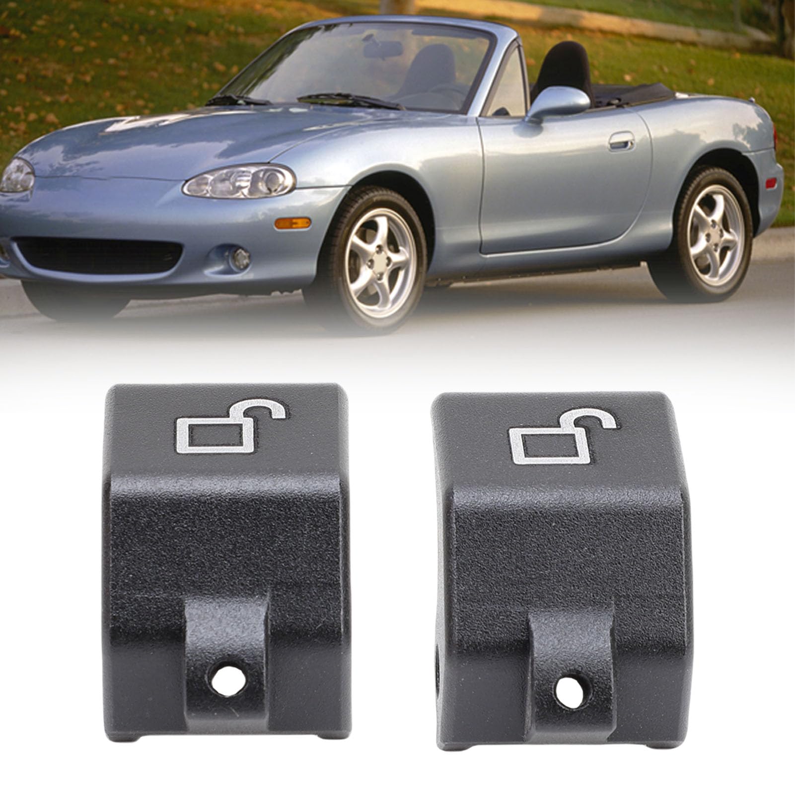Dachluken-Verriegelungssatz für Softtop-Cabrio-Miata, Verstellbare Schrauben mit Verbesserter Verriegelung, Ersatz aus Aluminiumlegierung, mit Schwarz Eloxierter Oberfläche für Modelle von