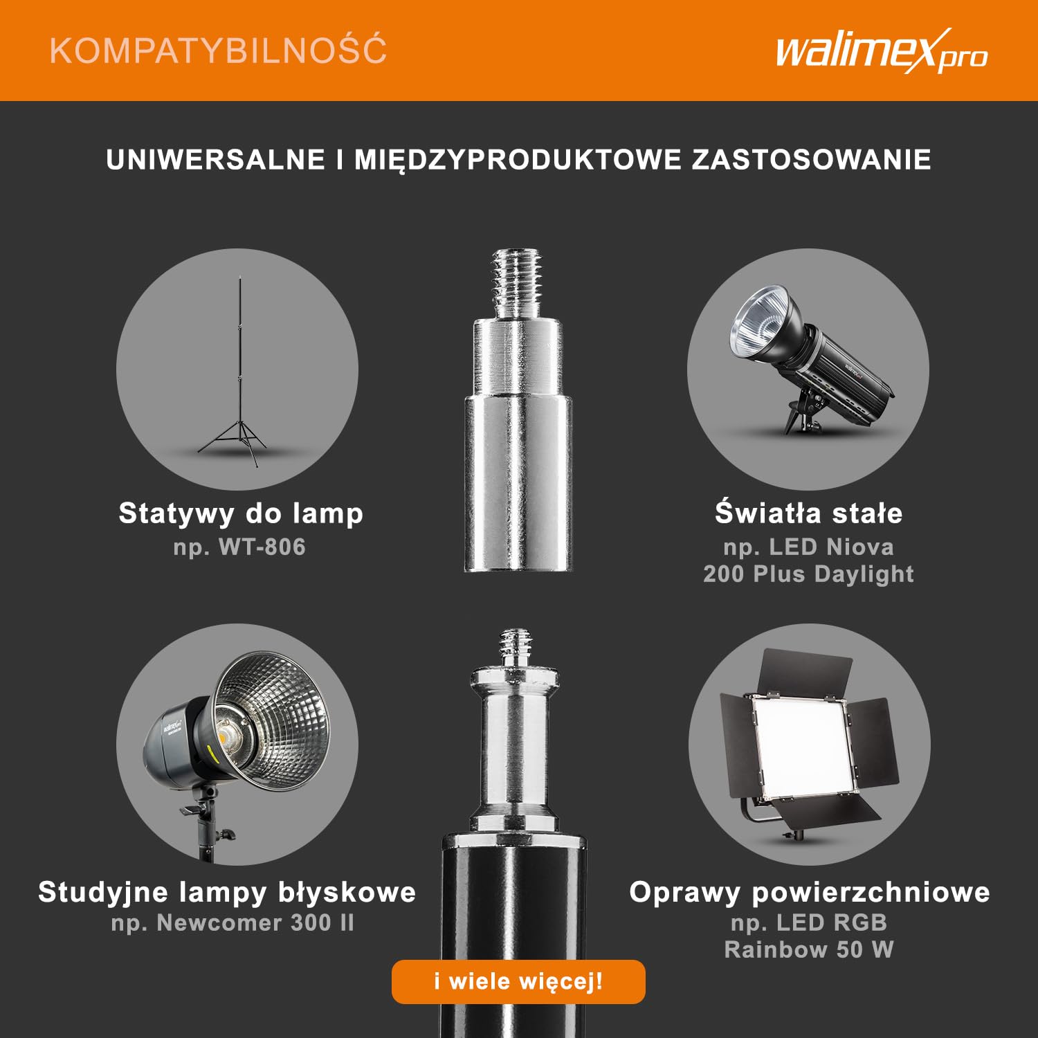 Walimex pro Szubienica 70-170 cm, nośność 5 kg, statyw świetlny, ramię z gwintem 1/4 cala, do lamp błyskowych studyjnych, lamp stałych, softboxów, wysuwane ramię wysięgnika, idealne do użytku wewnątrz