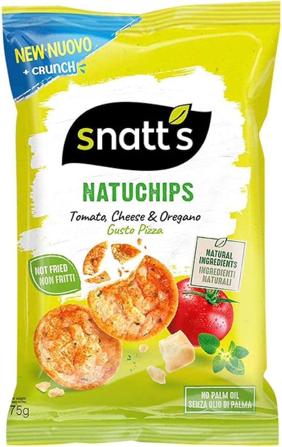 nature product Snatt's Natuchips with Tomato Cheese & Oregano 75 Grams| Popped Chips, gluten free, guilt free snacking.