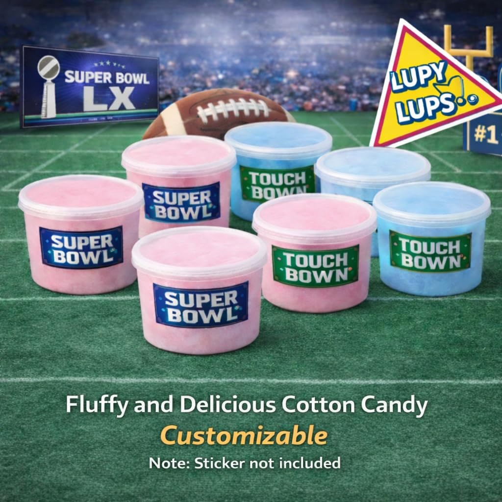 Cotton Candy Tubs - Customizable - 24-Pack (1.25 oz ea) | PINK STRAWBERRY | Sticker-Ready Party Favors, Gifts | Lupy Lups!
